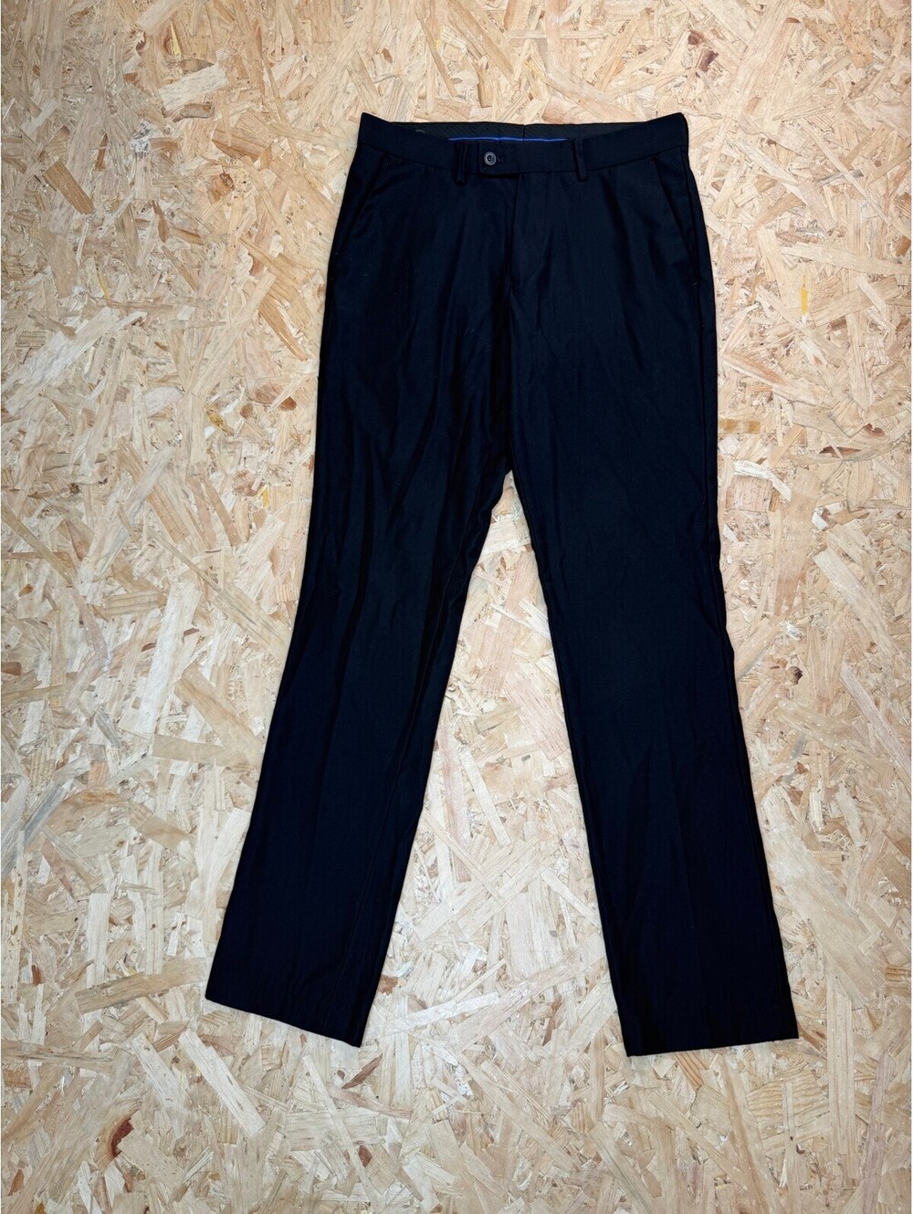 Alberto Cardinali Mens Dress Pants 30x32 Black Flat Front Trousers Poly Rayon